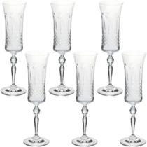 Conjunto c/ 6 taças cristal lapidado p/ champagne grace 190ml - bohemia by wolff