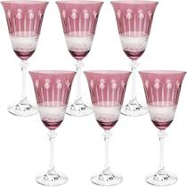 Conjunto c/ 6 taças cristal lapidado p/ vinho alexandra asio ametista 250ml - bohemia by wolff