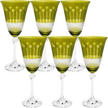 Conjunto c/ 6 tacas cristal lapidado p/ vinho alexandra asio safira 250ml - bohemia by wolff