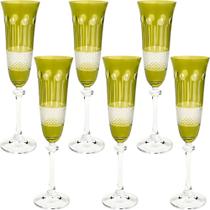 Conjunto c/ 6 taças de cristal p/ champanhe alexandra asio 190ml - bohemia by wolff