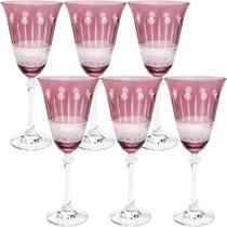 Conjunto c/ 6 taças de cristal p/ vinho alexandra asio ametista 350ml - bohemia by wolff