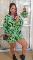 Conjunto c/ shorts e estampa de gatinho