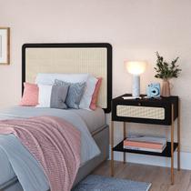 Conjunto Cabeceira 90cm e Mesa de Cabeceira Nero/Dourado