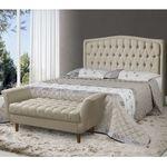 Conjunto Cabeceira Box Queen Costa Rica + Recamier Barcelona 160 Cm Linho Bege Atraente Moveis