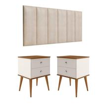 Conjunto Cabeceira Cama Casal 1,40 Com Mesa de Cabeceira Quarto berlim Off white ENVIA SOMENTE 01 KIT Conjunto Cabeceira Cama Casal 1,40 Com Mesa de Cabeceira Quarto berlim Off white ENVIA SOMENTE 01 KIT