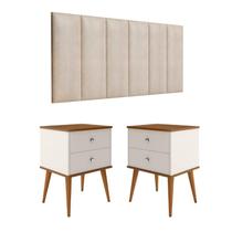Conjunto Cabeceira Cama Casal 1,40 Com Mesa de Cabeceira Quarto berlim Off white ENVIA SOMENTE 01 KIT