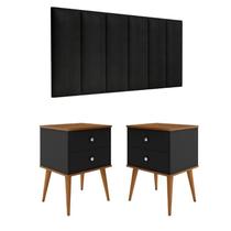 Conjunto Cabeceira Cama Casal 1,40 Com Mesa de Cabeceira Quarto berlim Preto ENVIA SOMENTE 01 KIT