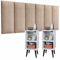 Conjunto Cabeceira Cama Casal 1,40 Com Mesa de Cabeceira Quarto Requinte