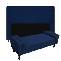 Conjunto cabeceira casal 140cm brenda + recamier félix 140cm suede azul marinho Conjunto cabeceira casal 140cm brenda + recamier félix 140cm suede azul marinho