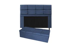 Conjunto cabeceira casal 140cm munique + recamier calçadeira 140cm suede azul marinho