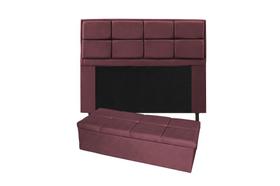 Conjunto cabeceira casal 140cm munique + recamier calçadeira 140cm suede bordo Conjunto cabeceira casal 140cm munique + recamier calçadeira 140cm suede bordo