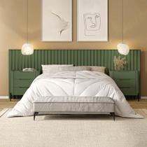 Conjunto Cabeceira Casal 280cm com 2 Mesas de Cabeceira