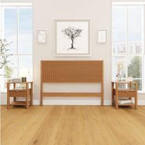 Conjunto Cabeceira Casal com 2 Mesas de Cabeceira Oiti CabeCasa MadeiraOriginals Marrom Conjunto Cabeceira Casal com 2 Mesas de Cabeceira Oiti CabeCasa MadeiraOriginals Marrom