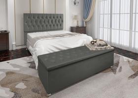 Conjunto Cabeceira Casal e Recamier Baú 1,40m Madrid Suede Cinza Dal Poz Estofados Conjunto Cabeceira Casal e Recamier Baú 1,40m Madrid Suede Cinza Dal Poz Estofados