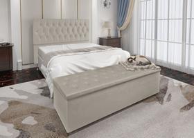 Conjunto Cabeceira Casal e Recamier Baú 1,60m Madrid Suede Bege Dal Poz Estofados Conjunto Cabeceira Casal e Recamier Baú 1,60m Madrid Suede Bege Dal Poz Estofados