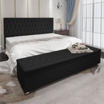 Conjunto Cabeceira Casal e Recamier Baú 1,95m Madrid Suede Preto Dal Poz Estofados Conjunto Cabeceira Casal e Recamier Baú 1,95m Madrid Suede Preto Dal Poz Estofados