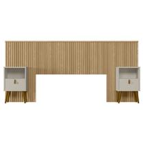 Conjunto Cabeceira Casal em Ripado Laranjeiras 2.4 com 2 Mesas de Cabeceira Búzios Linea Brasil