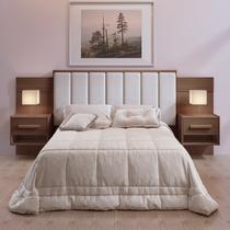 Conjunto Cabeceira Casal Queen Isis com 2 Mesas de Cabeceira MDF Castanho Conjunto Cabeceira Casal Queen Isis com 2 Mesas de Cabeceira MDF Castanho