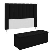 Conjunto Cabeceira E Calçadeira Cancun Para Cama Box Solteiro 90 cm Suede Preto - DL Decor