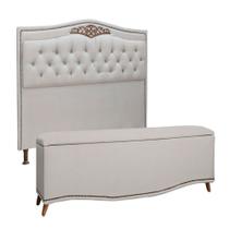 Conjunto Cabeceira e Calçadeira Holanda 140cm Linho Shop das Cabeceiras