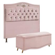 Conjunto Cabeceira e Calçadeira Holanda 160 cm Luxor Rose Speciale Home