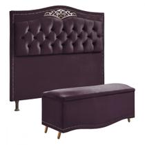 Conjunto Cabeceira e Calçadeira Holanda 90cm - Veludo Speciale Home