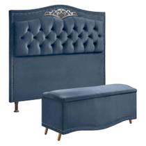 Conjunto Cabeceira e Calçadeira Holanda Casal Queen Size 160 cm para Cama Box Luxor Rose - Shop das Cabeceiras