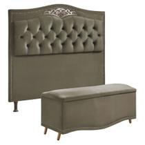 Conjunto Cabeceira e Calçadeira Holanda Casal Queen Size 160 cm para Cama Box Luxor Rose - Shop das Cabeceiras Conjunto Cabeceira e Calçadeira Holanda Casal Queen Size 160 cm para Cama Box Luxor Rose - Shop das Cabeceiras