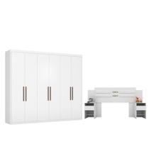 Conjunto Cabeceira e Guarda Roupa Casal Caroline Branco Conjunto Cabeceira e Guarda Roupa Casal Caroline Branco