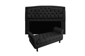 Conjunto cabeceira geovana solteiro 90cm + recamier calçadeira new grecia 90cm suede preto Conjunto cabeceira geovana solteiro 90cm + recamier calçadeira new grecia 90cm suede preto