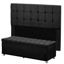 Conjunto Cabeceira Julia + Calçadeira Munique 140cm Veludo Shop das Cabeceiras