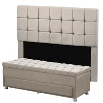 Conjunto Cabeceira Julia + Calçadeira Munique 160cm Veludo Shop das Cabeceiras