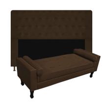 Conjunto cabeceira king 195cm brenda + recamier félix 195cm suede marrom Conjunto cabeceira king 195cm brenda + recamier félix 195cm suede marrom
