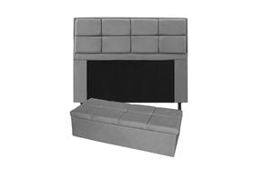 Conjunto cabeceira king 195cm munique + recamier calçadeira 195cm suede cinza Conjunto cabeceira king 195cm munique + recamier calçadeira 195cm suede cinza