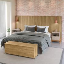 Conjunto Cabeceira King/Casal - Baú + Mesa de Cabeceira Cinza/Hannover/Fendi Conjunto Cabeceira King/Casal - Baú + Mesa de Cabeceira Cinza/Hannover/Fendi