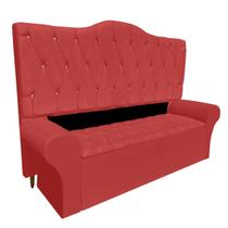 Conjunto Cabeceira King Size e Recamier Baú 198cm Calçadeira Estofado