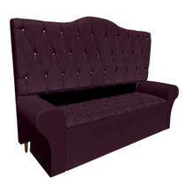 Conjunto Cabeceira King Size e Recamier Baú 198cm Calçadeira Estofado