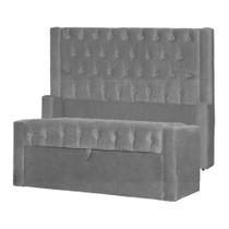 Conjunto Cabeçeira mais Calçadeira Baú Emma Suede Cores - DS Estofados