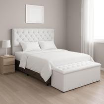 Conjunto Cabeceira Mais Calçadeira Baú Queen Branco 160cm
