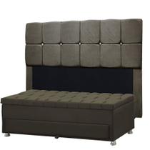 Conjunto Cabeceira Mila + Calçadeira Munique 1,95 Veludo Marrom - Shop das Cabeceiras