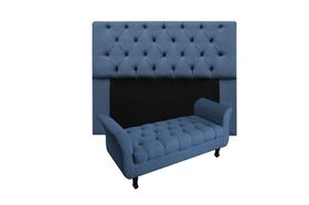 Conjunto cabeceira mirage king 195cm + recamier calçadeira new grecia 195cm suede azul marinho
