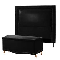 Conjunto Cabeceira New York + Calçadeira Holanda 1,40 Material Sintético - Shop das Cabeceiras