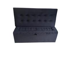 Conjunto cabeceira painel e recamier puff baú beira de cama - 1,38 cm - preto Conjunto cabeceira painel e recamier puff baú beira de cama - 1,38 cm - preto