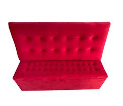 Conjunto cabeceira painel e recamier puff baú beira de cama - 1,38 cm - vermelho Conjunto cabeceira painel e recamier puff baú beira de cama - 1,38 cm - vermelho