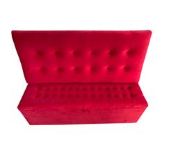 Conjunto cabeceira painel e recamier puff baú beira de cama queen size - 1,58 cm - vermelho