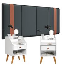 Conjunto Cabeceira Parise 1.40 Com 2 Un Mesa de Cabeceira com gaveta Dakota Conjunto Cabeceira Parise 1.40 Com 2 Un Mesa de Cabeceira com gaveta Dakota