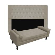 Conjunto cabeceira queen 160cm brenda + recamier félix 160cm suede bege