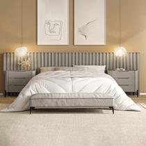 Conjunto Cabeceira Super King 400cm c/ 2 Mesas de Cabeceira