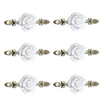Conjunto Cabinet Knobs ZiLucky de 6 flores de cerâmica rosa com placa traseira Conjunto Cabinet Knobs ZiLucky de 6 flores de cerâmica rosa com placa traseira