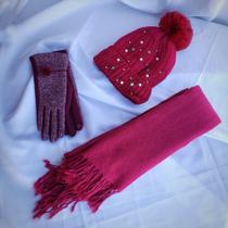 Conjunto Cachecol, Luva e Touca